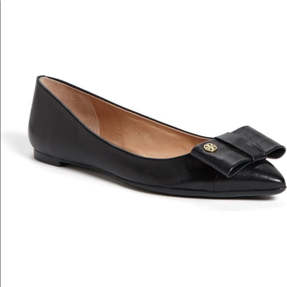 Tory Burch Aimee Flat Sz8 Black/Black